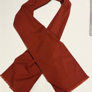 Vintage Ray Strauss Red Polyester Fashion Scarf 66"x8" Fringe Made in USA